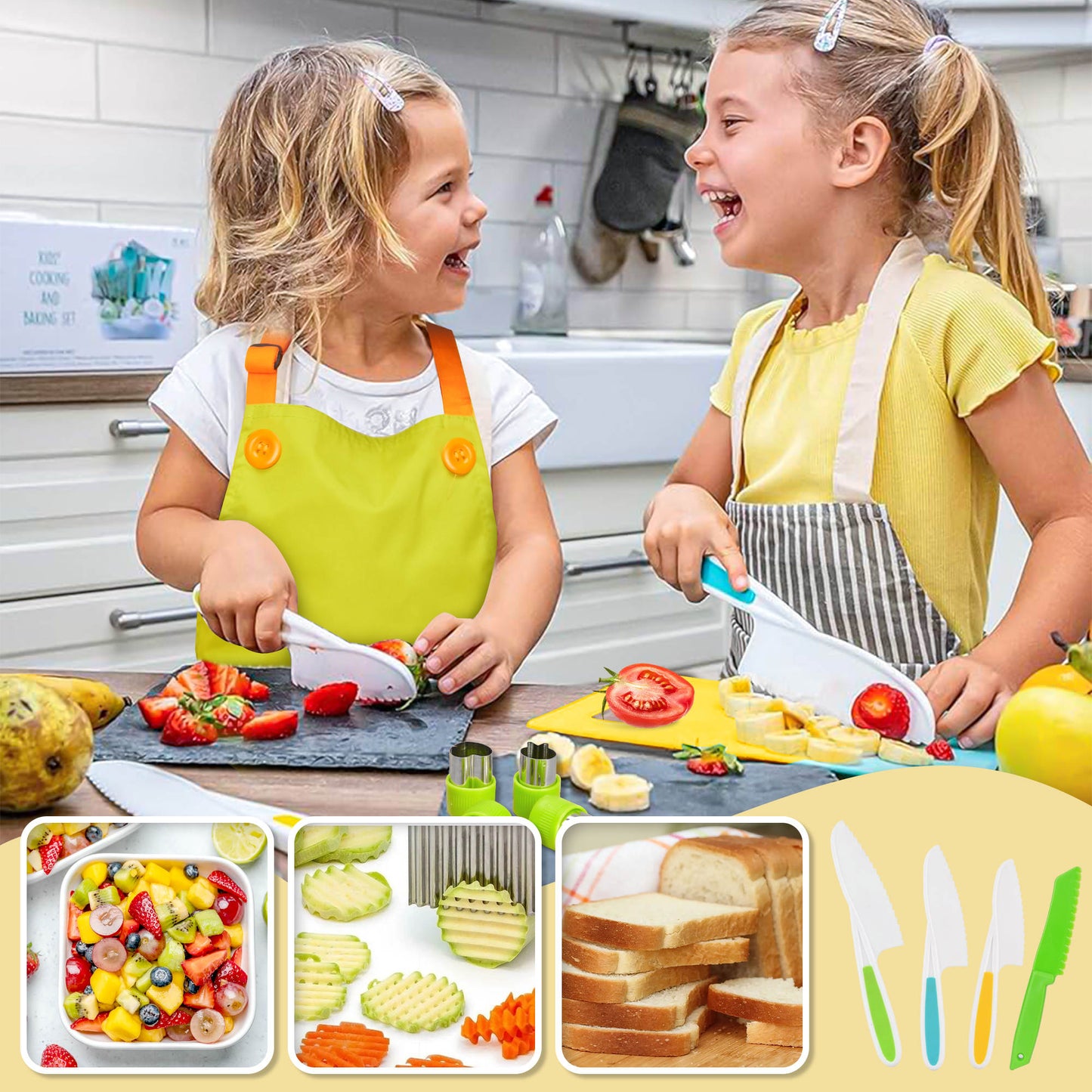 18 Pcs Kids Kitchen Knife set for safe cutting fruits and vegetables